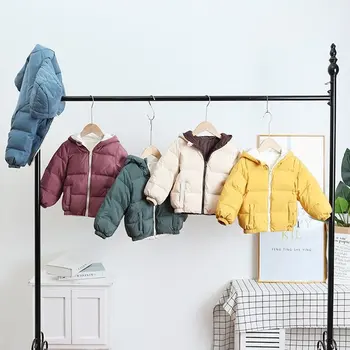 

2020 Winter Baby Winter Coats Children's Down Jacket Thickened Hooded Solid Color Children's Jacket Toddler Girl Winter Clothes