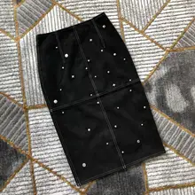 Новая женская модная сексуальная Однотонная юбка с заклепками 0819