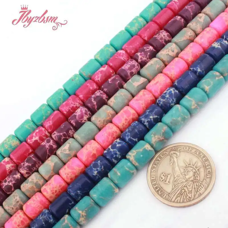 

8x10mm Natural Sea Sediment Drum Shape Smooth Loose Specer Stone Beads For DIY Jewelry Making Necklace Bracelet Strand 15"