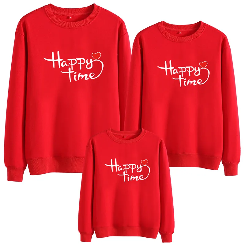 LOOZYKIT; Новинка года; одежда для всей семьи «Happy Time»; свитер для мамы, папы и детей; пуловер с длинными рукавами и буквенным принтом; теплые хлопковые топы