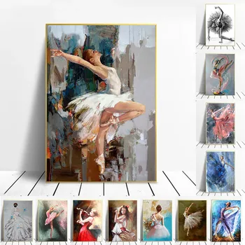 Moda Ballerino di danza classica Pittura su tela Ballerina Stampe Ragazze Poster Immagine Figura Pittura Wall Art Decorazione domestica moderna