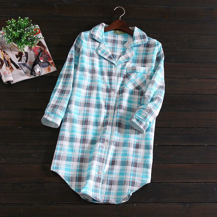 women nightgown Женские ночные рубашки на зиму и весну, Повседневная Ночная рубашка в полоску и горошек, хлопок, ночная рубашка размера плюс, Ночная одежда - Цвет: women nightgown