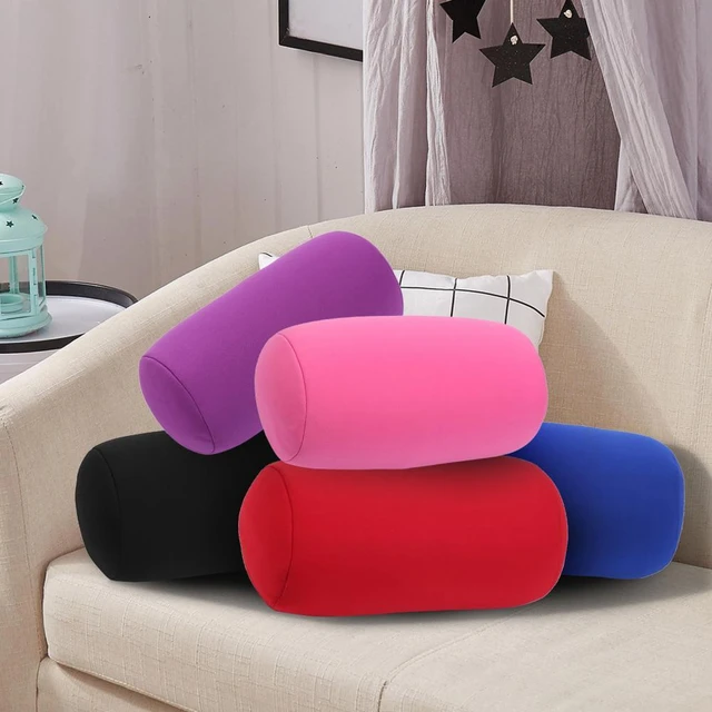 Micro Bead Roll Car Bed Cushion Neck Head Leg Back Support Light Travel Pillow, Size: One size, Purple
