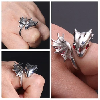 

New Steampunk Style Cos Alternative Style Personality Dragon Ring Adult Men And Women Pure Copper Gemstone Dragon Ring Jewelry