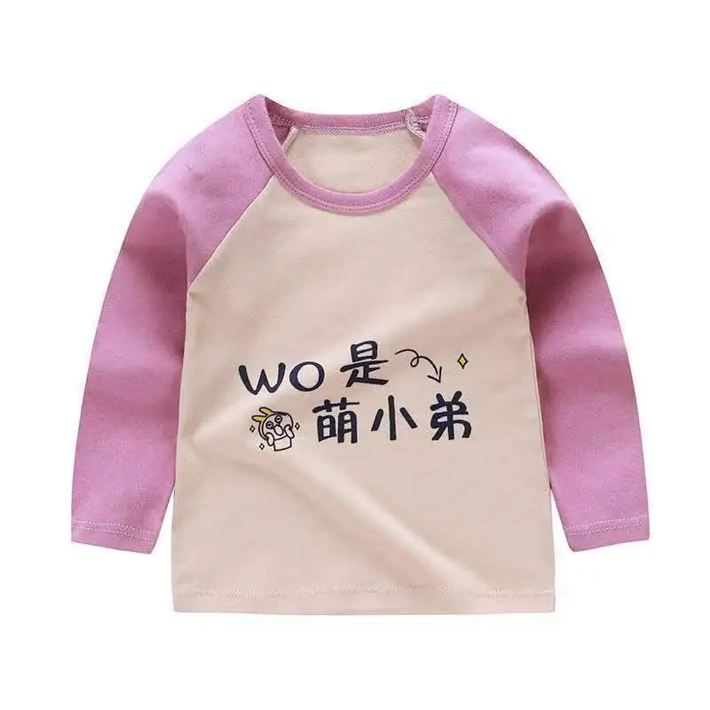 Детская одежда футболка с длинными рукавами для маленьких мальчиков хлопковая одежда для маленьких девочек с буквенным принтом - Цвет: p6