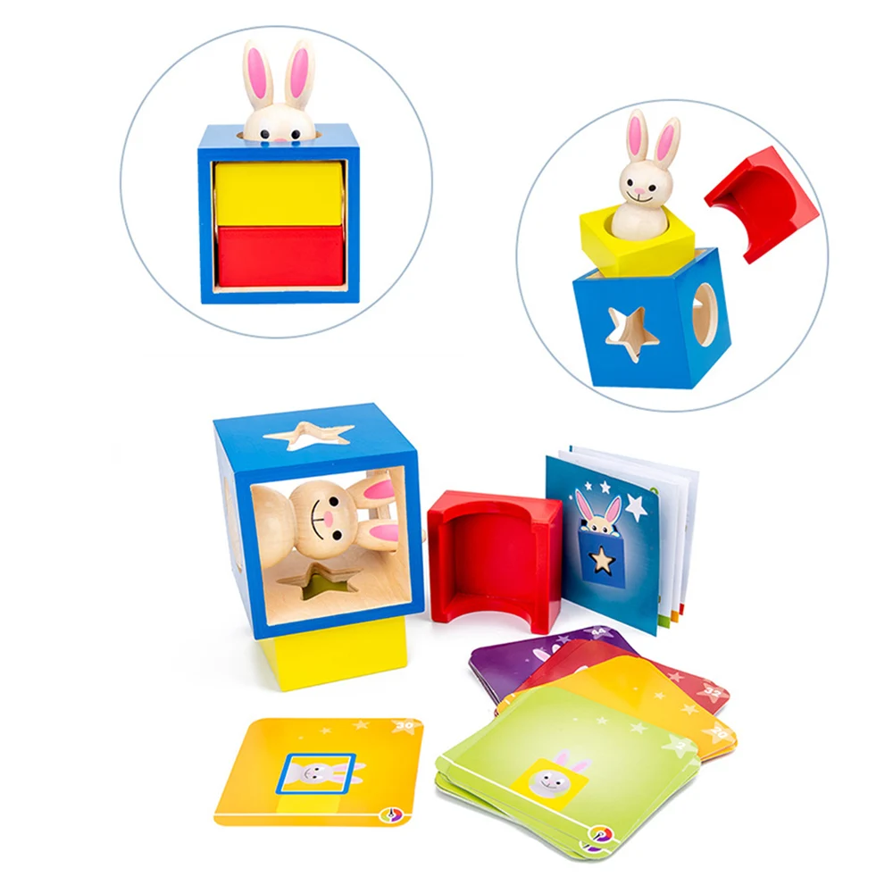 Nouveau lapin en bois boîte magique avec lapin Secret Boo cacher et chercher jeu magique cerveau Teaser jouets enfants bois jouet cadeaux