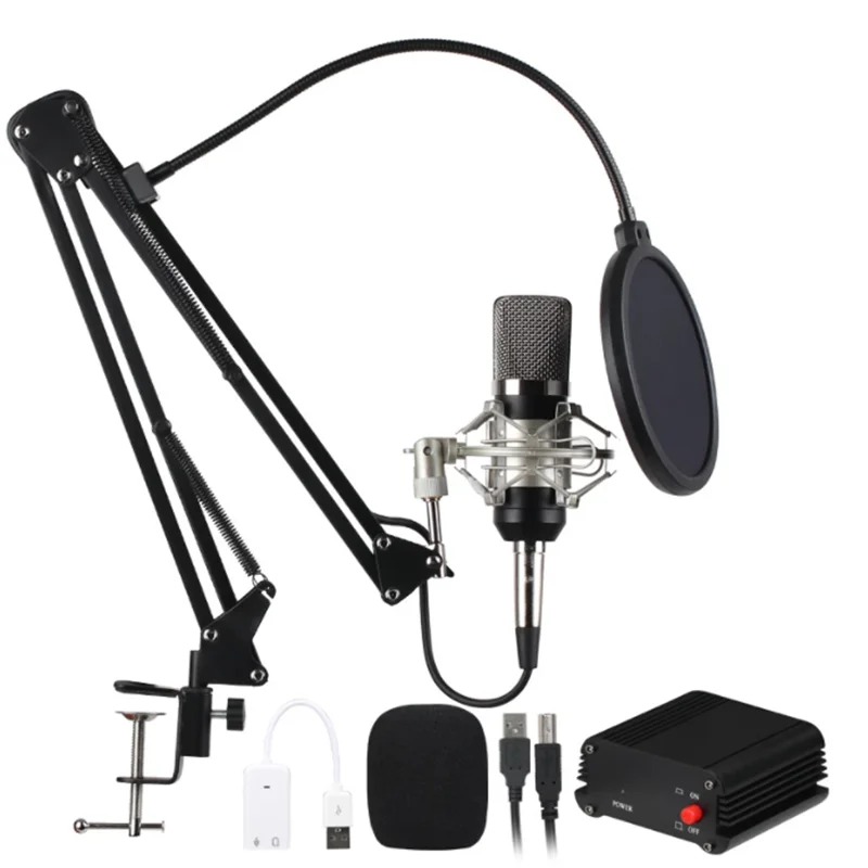 

BM700 Computer Microphone Recording Condenser Microphone For Phone Karaoke Microphone With Sound Card k669 Set