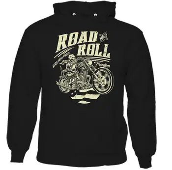 

Road & ROLL para hombre divertida Motociclista Sudadera con capucha motocicleta