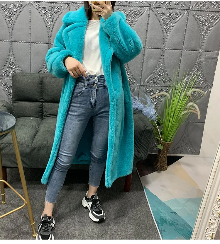 natural sheep fur wool blends women winter coat (11)