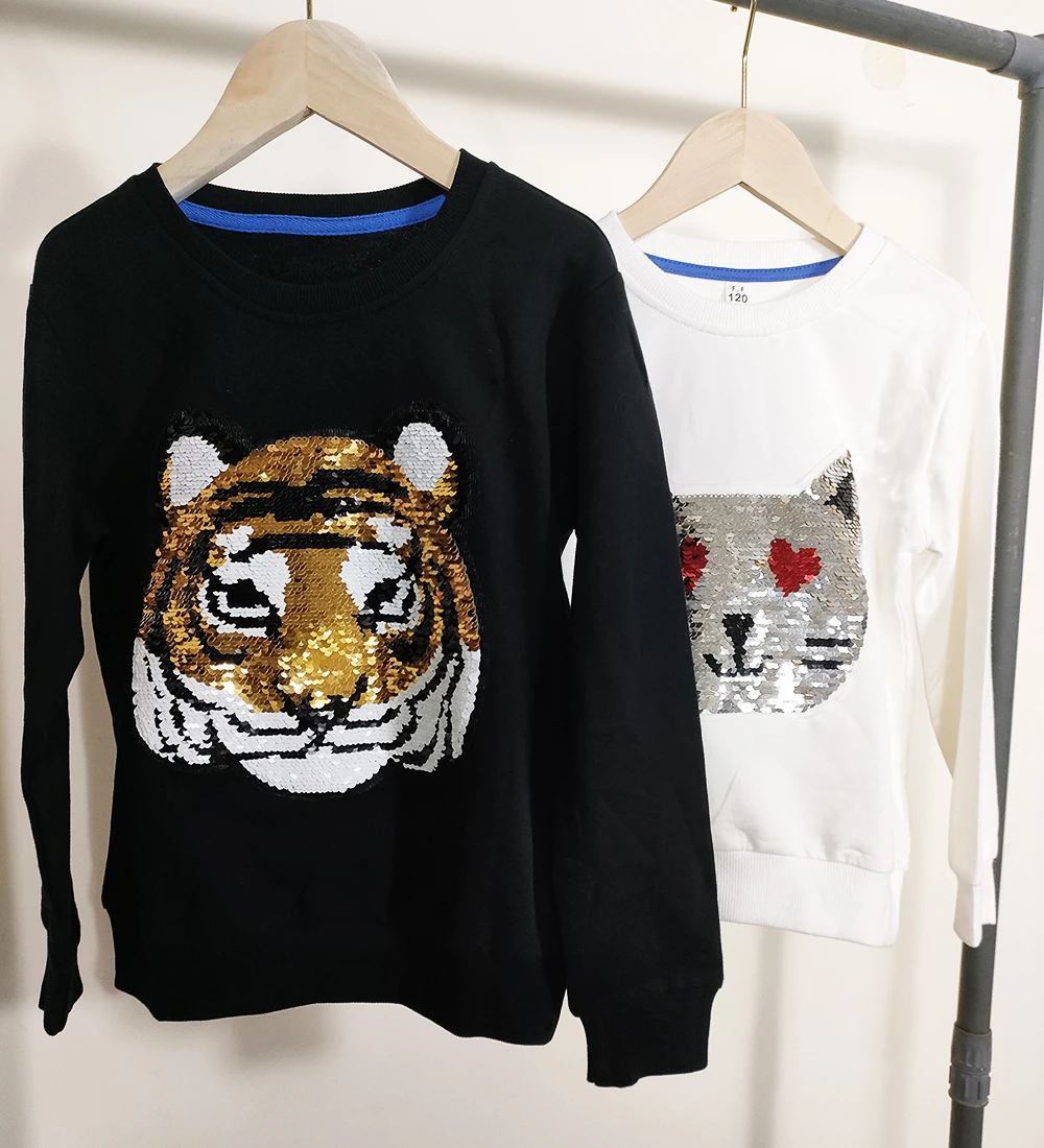 de algodón con lentejuelas de tigre que a Panda para niños, madre, niños y niñas, camisetas familiares, trajes a juego| | -