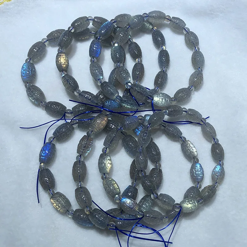 

one pcs BLUE RQAINBOW labradorite CARVED EGG /FLOWER/ PIXIU bracelet wholesale beads FPPJ