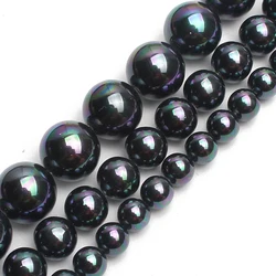 Vibrant Multi - Color Natural Shell Pearls - 12mm 30pcs beads (Black rainbow)