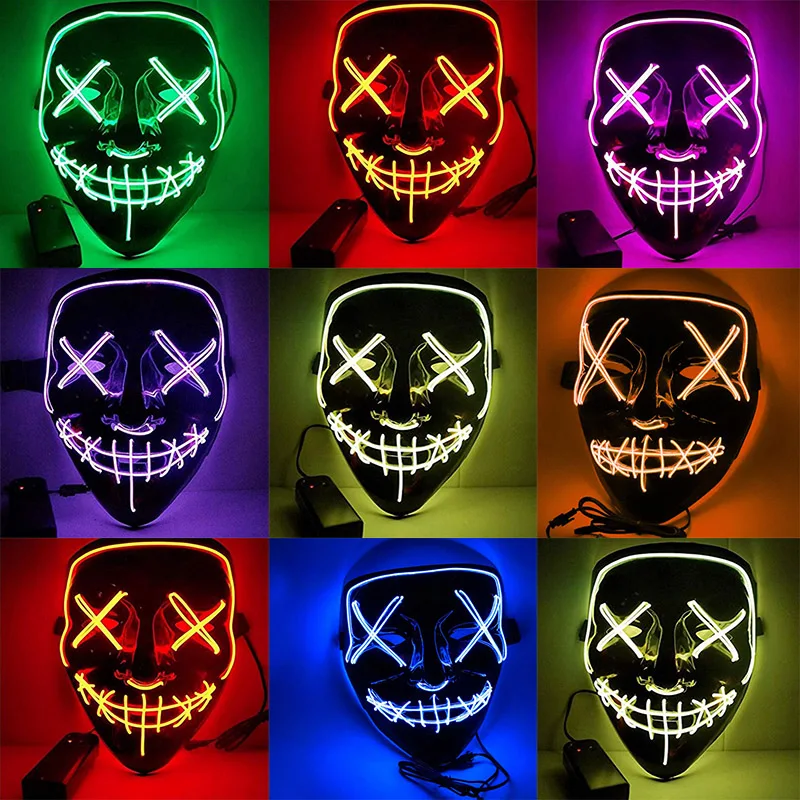 

2019 Halloween LED Mask Light Up Party Masks The Purge Election Year Great Funny Festival Cosplay Party Masks Glow In Dark