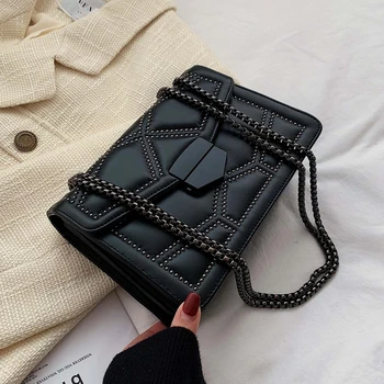 

Tamara Rivet Chain Crossbody Bags Shoulder Bag Lady Luxury Small Handbags 2021 Simple Fashion Brand Designer PU Leather Women