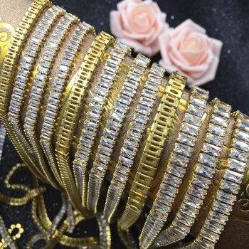 

20cm Rectangular zirconium claw chain gold dense chain tip bottom transparent zirconium diamond claw diamond costume accessories