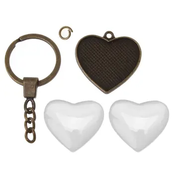 

25Pcs Handmade Key Chain Double-Side Photo Pendant Trays and Clear Dome Glass Cabochon for Keychain Art Crafting Jewelry Making