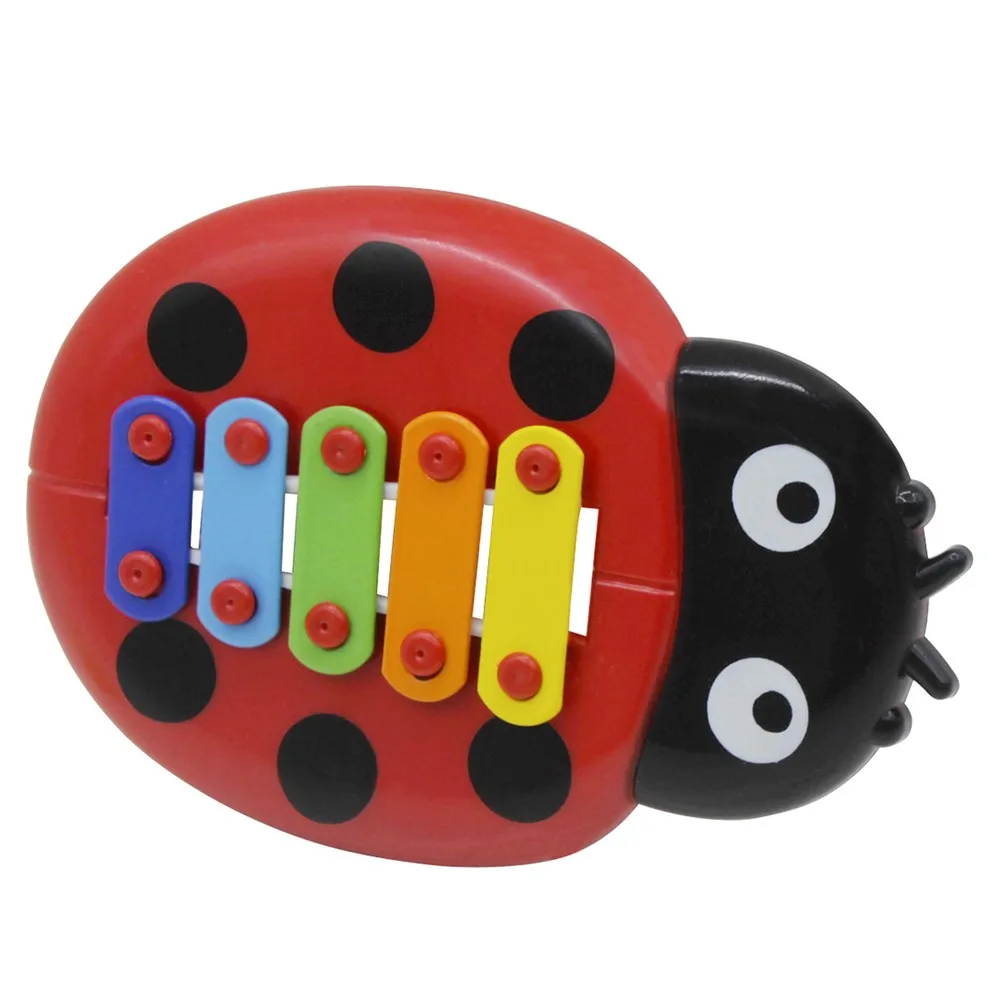 Красочные 5 тонов Дети ксилофон Glockenspiel мультфильм форма божьей коровки с молотком ударный музыкальный инструмент игрушка