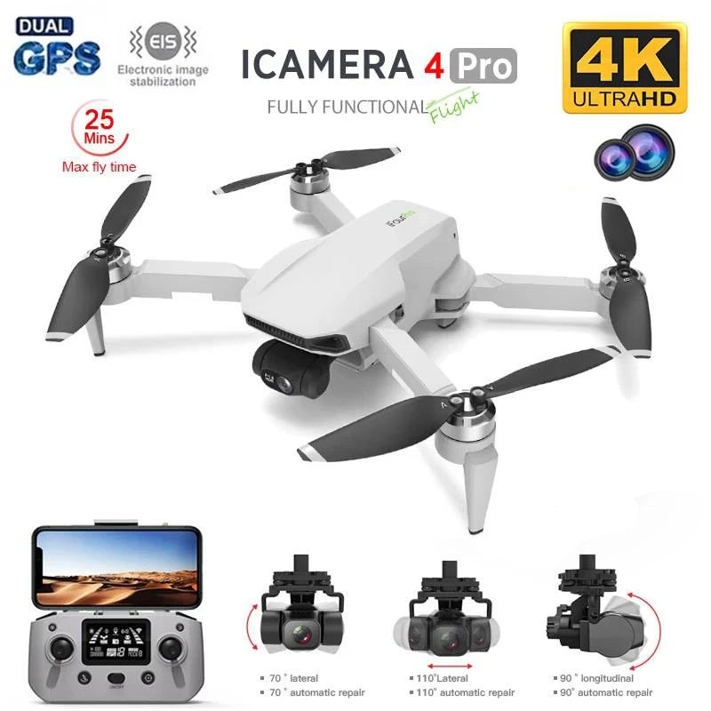 HR iCamera4 PRO RC Drone 4K Profesional FPV 3-Axis Gimbal Dron Mini HD Camera GPS Brushless Quadcopter Toys VS KF102 SG907 MAX quadrone 4ch remote control