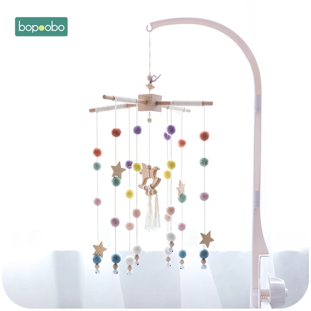 Bopoobo Baby Mobile Hanging Rattles Toys Wind-up Music Box Hanger DIY Hanging Baby Crib Mobile Bed Bell Toy Holder Arm Bracket 1