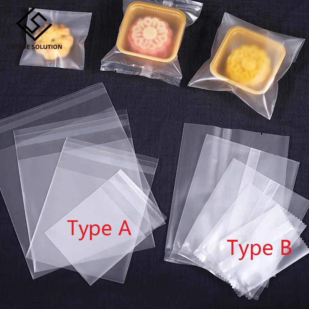 

100Pcs Thicker Machine Seal Bags Clear Frosted Food Biscuit DIY Baking Cake Bag Decoration Gift Cookie Packing Flat Plastic Bag