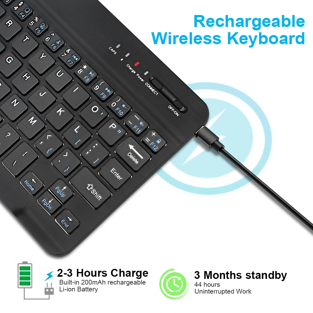 Беспроводная мини-клавиатура, Bluetooth, ультра тонкая портативная клавиатура, Поддержка IOS, Android, оконная система для планшета, ноутбука, телефона