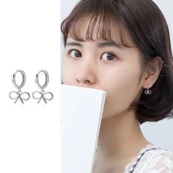 

Mocanie Hollow Out Bowknot Hight Quality 100% 925 Sterling Silver Anti-Allergy Hoop Earring for Women Fine Jewelry Birthday Gift