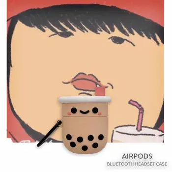 

Pearl Milk Tea Pattern Protective Case Soft Silicone Cover for Airpods 1/2 Box