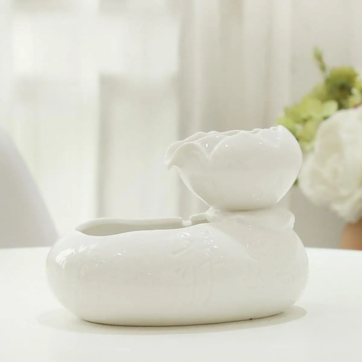 White USB кошачий фонтан, цветочный Кот, керамический фонтан для питья домашних животных, Электрический диспенсер для домашних животных, товары для кошек, Mascotas - Цвет: White