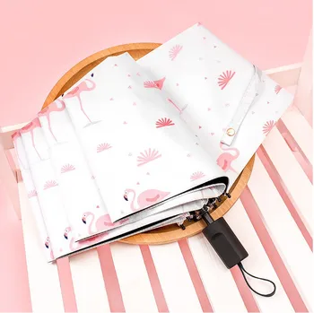 

Umbrella women's foldable rain or shine dual use fully automatic reinforced Flamingo goddess simple creative network red umbrell