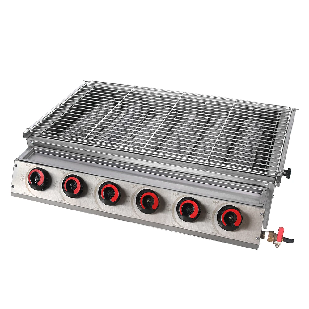 

ITOP Full Stainless Steel 6 Burners Gas BBQ Grills Barbecue Grills Tools For Outdoor LPG Grills Stove Machine