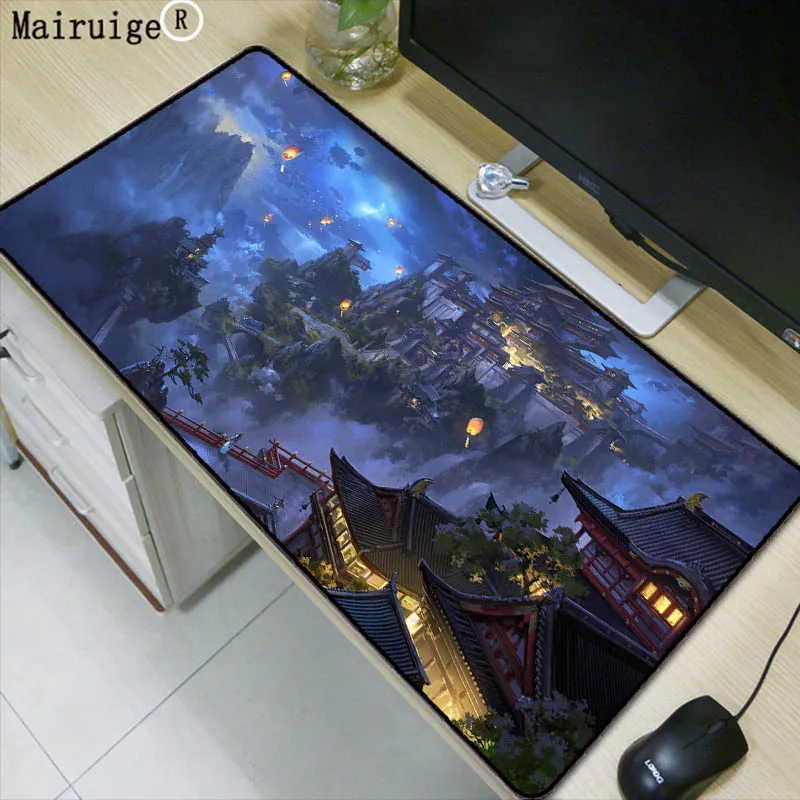  Laumans Fantasy Scenery Speed Large Gaming Mouse Pad Gamer Lock Edge Mouse Keyboards Mat Big Desk M
