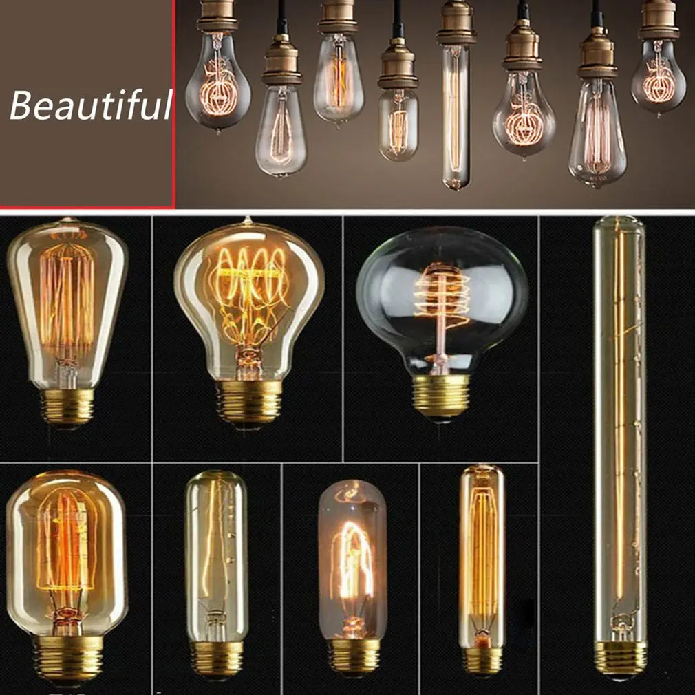 A19 винтажные Ретро лампы Эдисона, спиральный светильник ручной работы из стекла, промышленный стиль, Вольфрамовая лампа, подвесные лампы, светильник ing