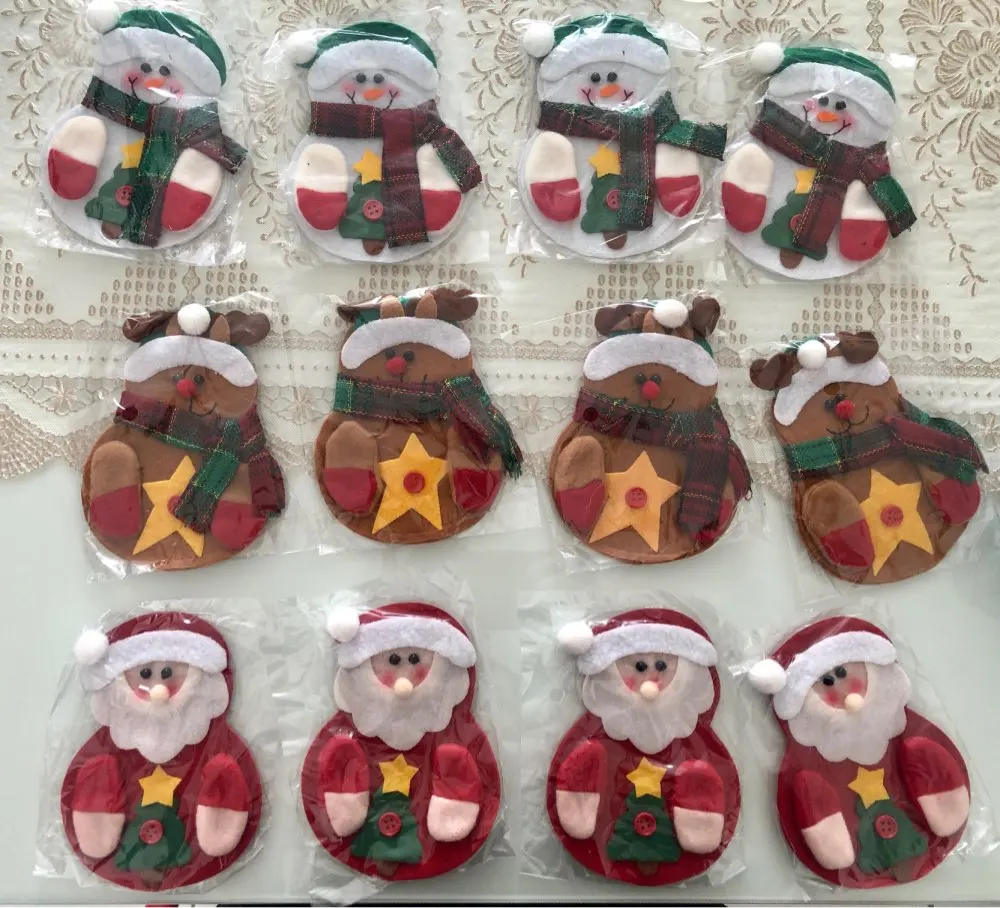 random 12pcs Волшебная рыба, 12 шт., набор столовых приборов со снеговиком Сантой, ножи, сумка для людей, настольный декор для ужина, Рождества, Нового года, рождественские украшения для дома - Цвет: random 12pcs