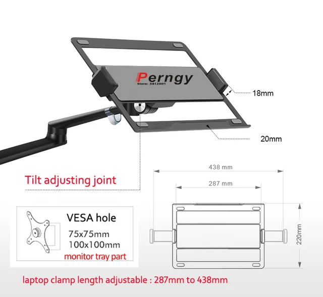 Support écran PC avec Plateau, Support Moniteur pour écran LCD-LED 13 à 27  Pouces et Ordinateur Portable jusqu'à 17[S37]