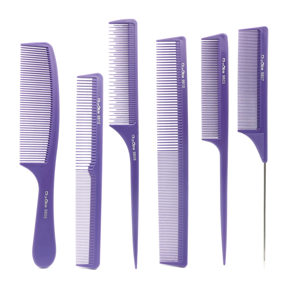 Mythus Q7 Carbon Antistatic Comb Purple Color 6 pcs/pack For Hairdressing Professional Salon Heat Resistant Styling | Красота и