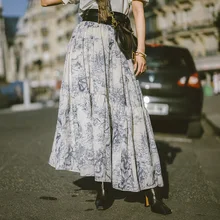 Женская длинная юбка с принтом животного леса и тигра, плиссированные юбки с большим подолом, новинка, весенние брендовые Подиумные макси юбки, jupe femme