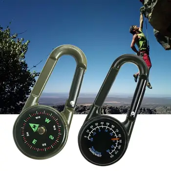 

High Quality Multifunctional Mini 3in1 Carabiner Compass Outdoor Key Chain Hiking Tool Thermometer Ring Survival Camping Ke U6T4