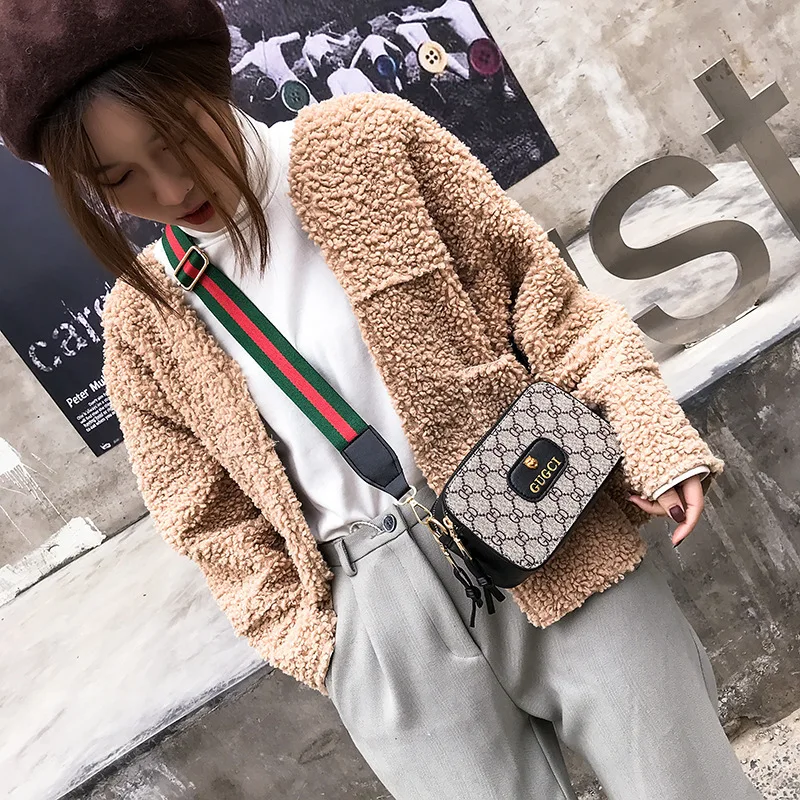 

New women's bag fashion trend small square bag Messenger bag camera bag printing rainbow wide shoulder strap shoulder bag wormen