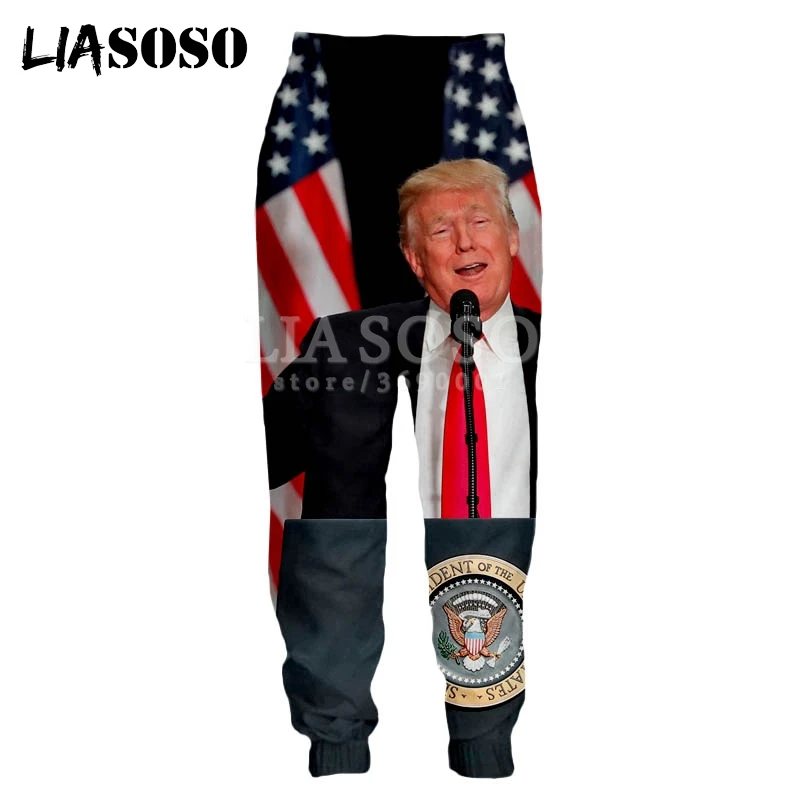 LIASOSO Harajuku Дональд Трамп американский президент 3D принт брюки для мужчин и женщин забавные Брюки Топы Спортивные штаны Спортивная одежда