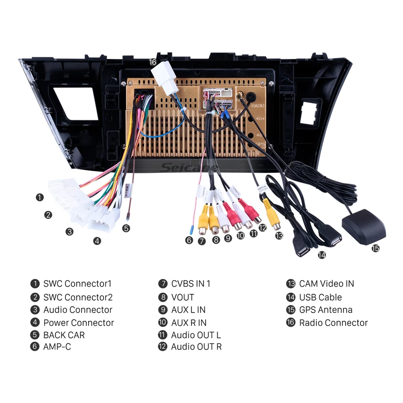 Clearance Seicane 2Din 10.1" Car GPS Navi HD 4-Core Android 9.0 AutoStereo For Toyota Corolla 2013 2014 2015 Multimedia Player Support DVR 4