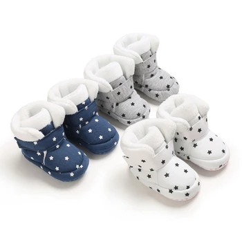 

Baby Girls Boots Newborn Infant Cute Star Print Soft Sole Winter Snow Boots Winter Warm Plush Ankle Boot Shoes 0-18M Hot