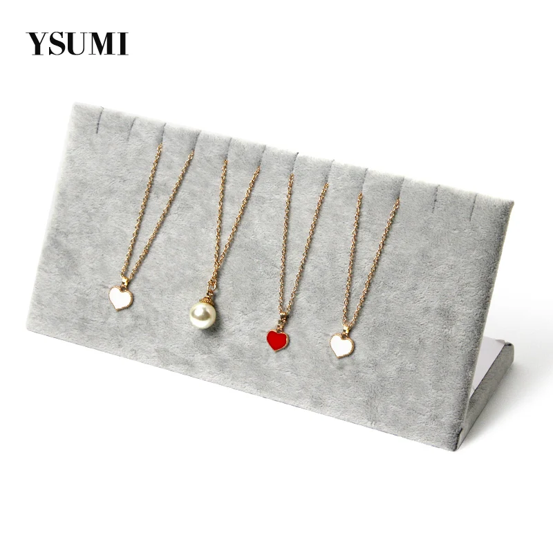 YSUMI Лидер продаж High-End L Форма серый бархат ожерелье ювелирные изделия Дисплей