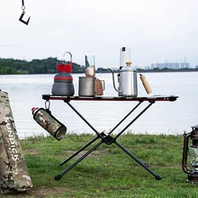 Dinner-Desk Outdoor-Furniture Foldable Camping-Table Picnic Aluminum-Alloy for Family