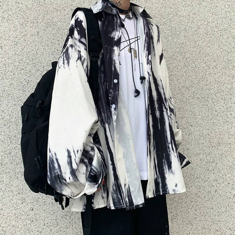 photo color Neploe Tie Dye, Свободная блуза с длинным рукавом, Корейская уличная одежда, Harajuku, кардиган для женщин и мужчин, осенняя Модная рубашка, топ Blusa 56540 - Цвет: photo color