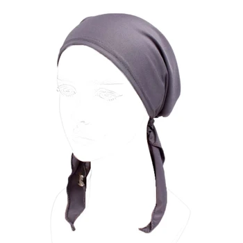 

Womens Chemo Hat Turban Head Scarves Pre Tied Bandana Hair Cover Cap Solid Color 517D
