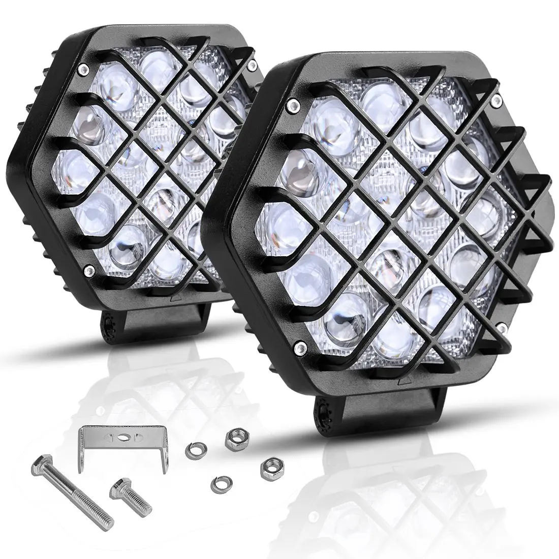 1/2pcs Led Car Working Light Cubes 5" 48W 5D 4800LM Offroad Fog Driving Spot Lights Waterproof for Truck Jeep Boats SUV | Автомобили и