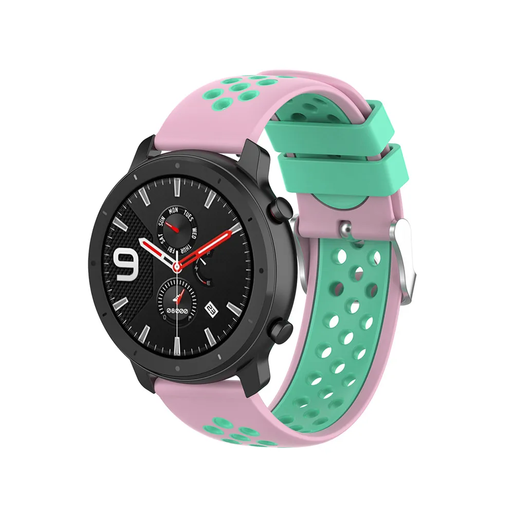 20mm Silicone Bicolor Wristband Strap Watchband for Garmin Vivomove For Samsung Gear Sport R600 Amazfit GTR For Ticwatch 2 /E