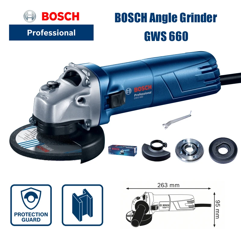 Bosch amoladora angular GWS 660, diámetro del disco, 100mm, 660W de  potencia de entrada, se puede utilizar para cortar y moler, herramientas de  molienda Bosch|Trituradoras| - AliExpress