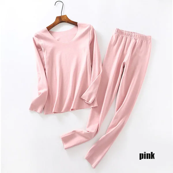 pink Женское термобелье, набор для зимы, кальсоны, яркие зимние, Женская термобелье, хлопок, термобелье, рубашка для женщин - Цвет: pink