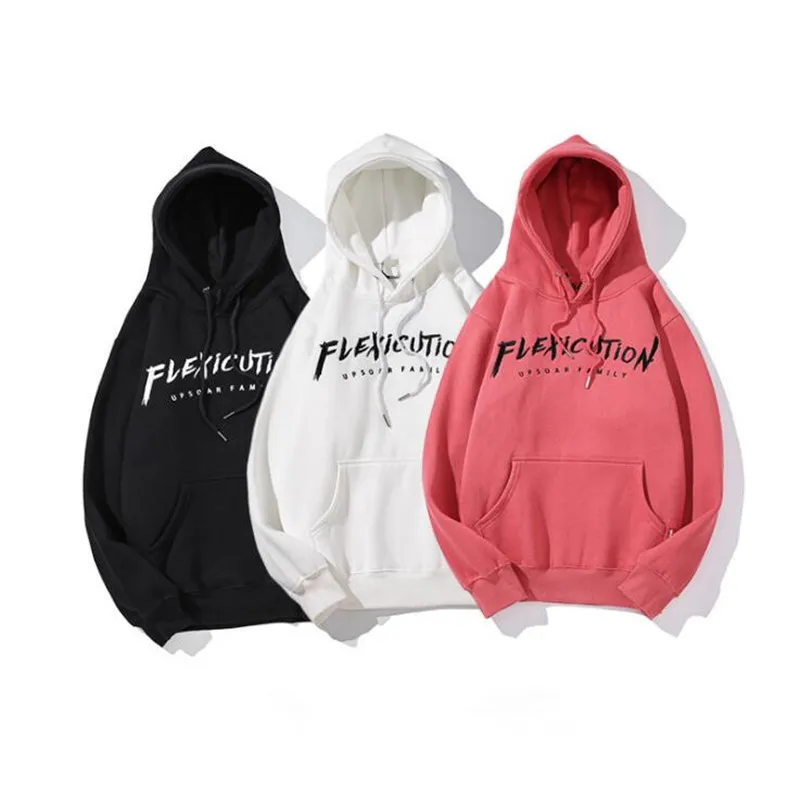 

Hip Hop Logic Rapper Flexicution Embroidery Hooded Pullover Wool 2020 Winter Black Hoodie Streetwear